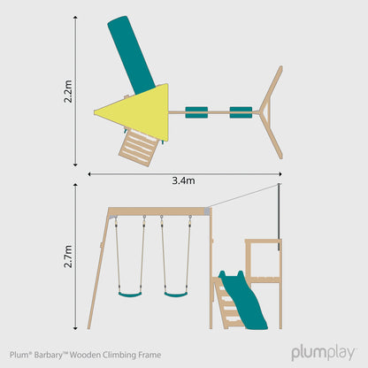 Plum - Barbary Wooden Playcentre Swing & Slide Climbing Frame