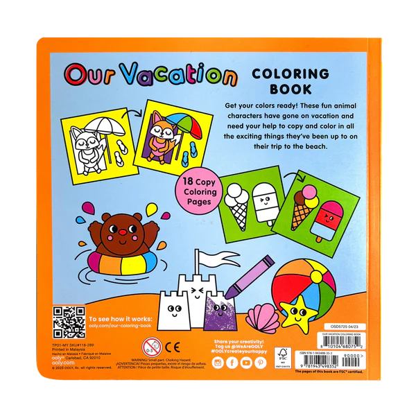 Ooly Our Vacation Coloring Book, 18 Pages, 3m+