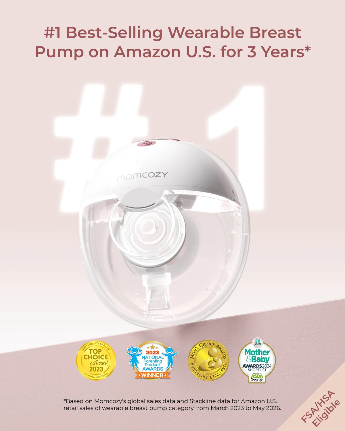 Momcozy M5 Smart Wearable Breast Pump – Upgraded with App Control (Grey)