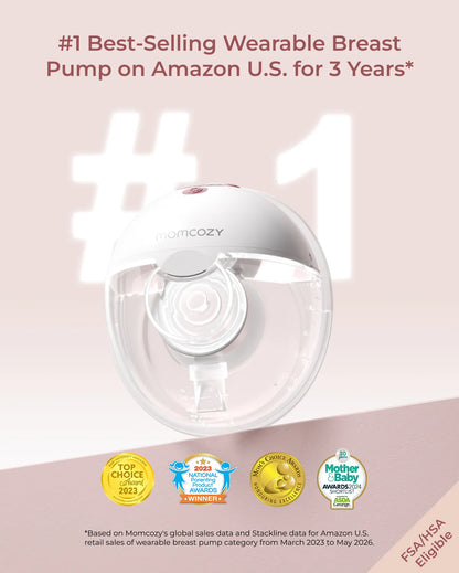 Momcozy M5 Smart Wearable Breast Pump – Upgraded with App Control (Grey)