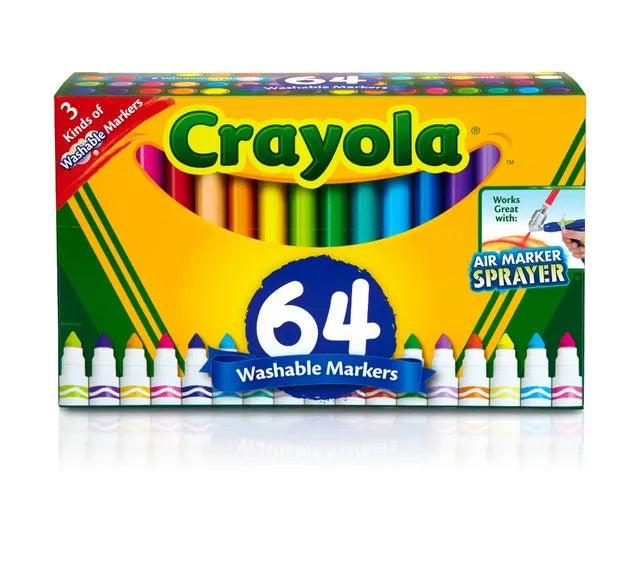 Crayola Washable Marker Set – Multicolor, 64 Pcs