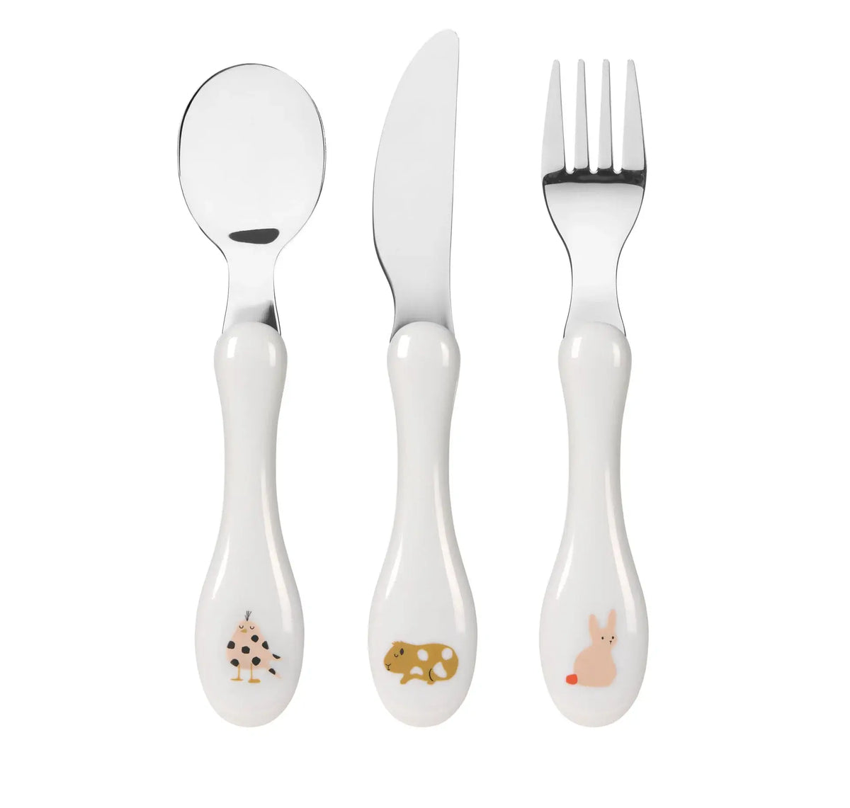 Lassig Cutlery With Porcelain Handle (Little Mateys Spicy Orange) - Pack of 3