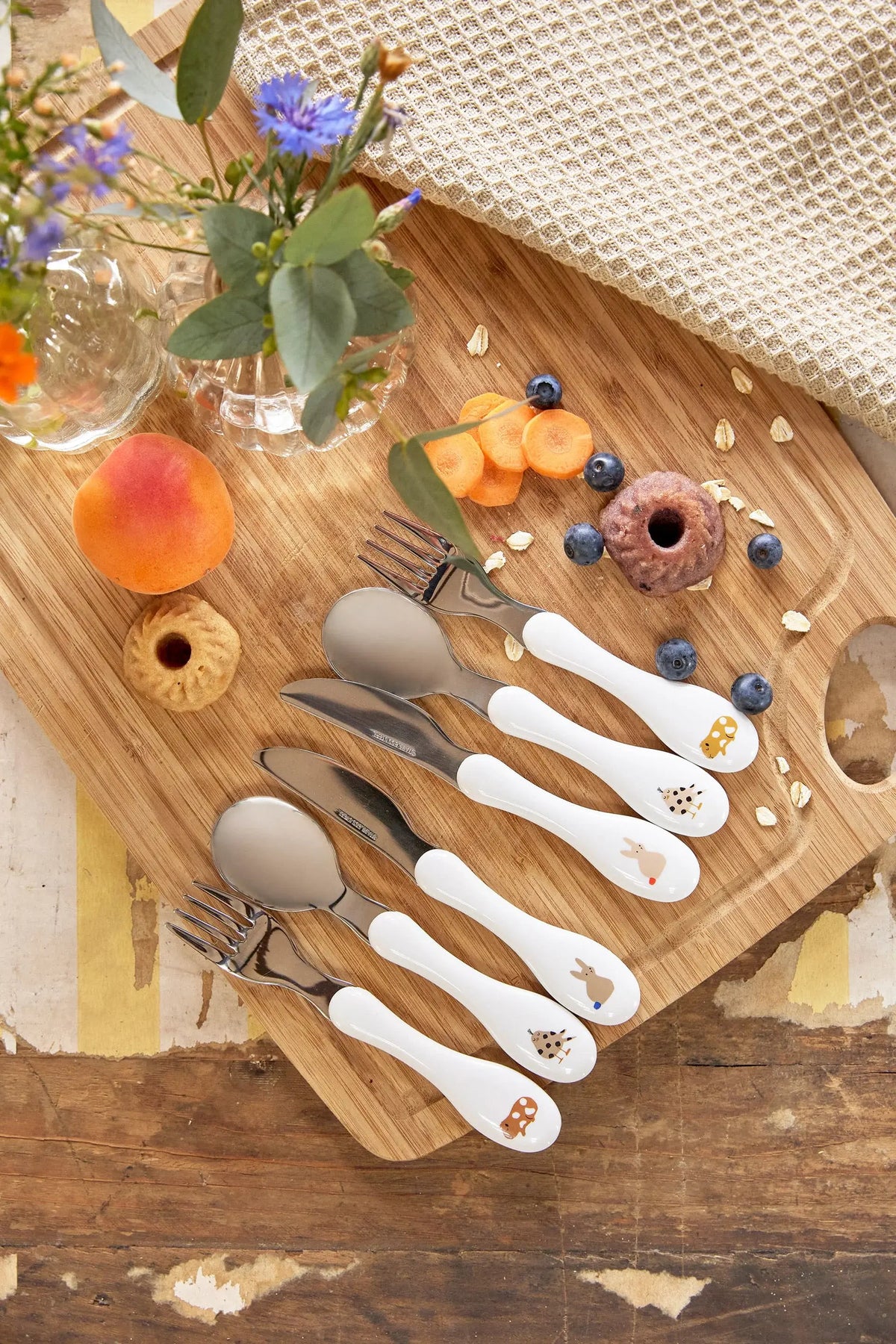 Lassig Cutlery With Porcelain Handle (Little Mateys Spicy Orange) - Pack of 3