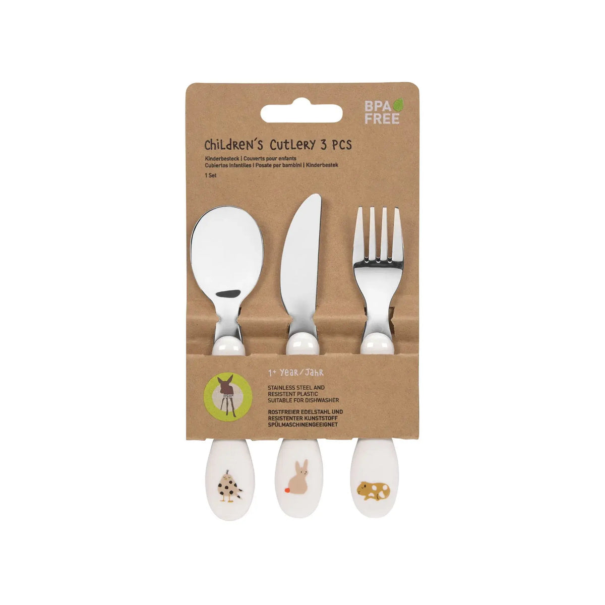 Lassig Cutlery With Porcelain Handle (Little Mateys Spicy Orange) - Pack of 3