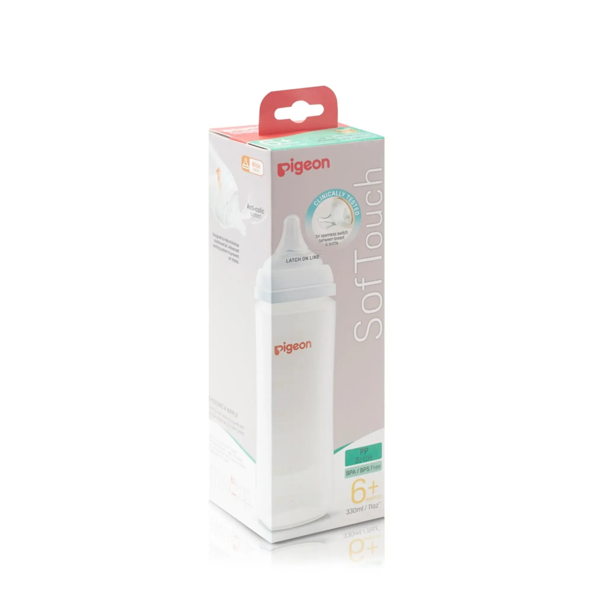 Pigeon  Softouch WN3 Nursing Plastic Bottle With  L-Sized Nipple (330ml, 6 Months)
