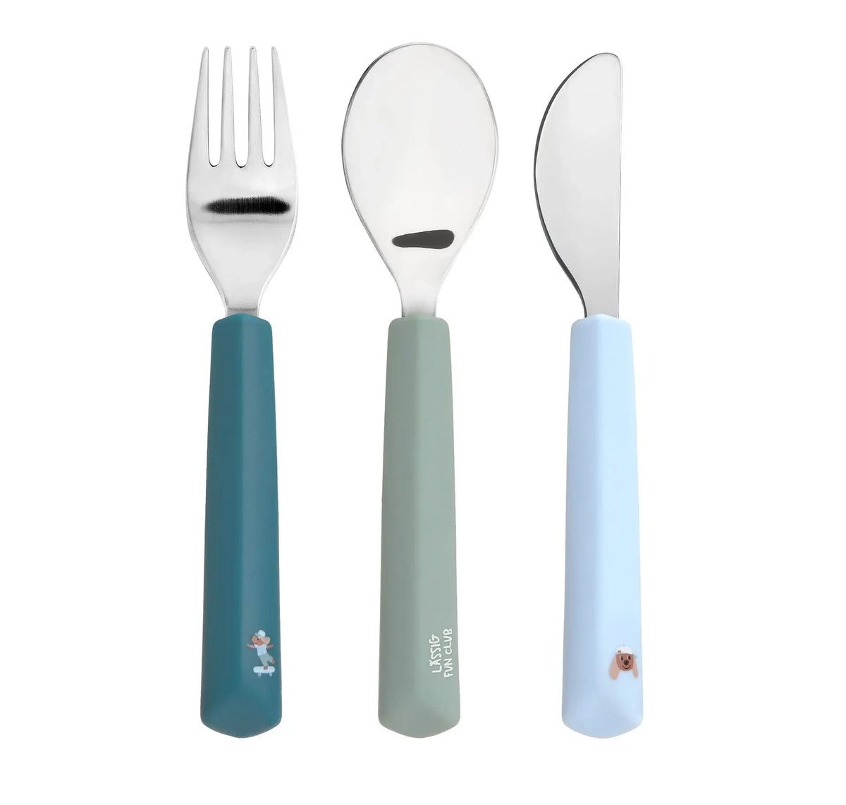 Lassig Cutlery With Silicone Handle (Tiny Team Dog) - Set of 3