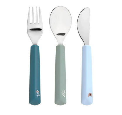 Lassig Cutlery With Silicone Handle (Tiny Team Dog) - Set of 3