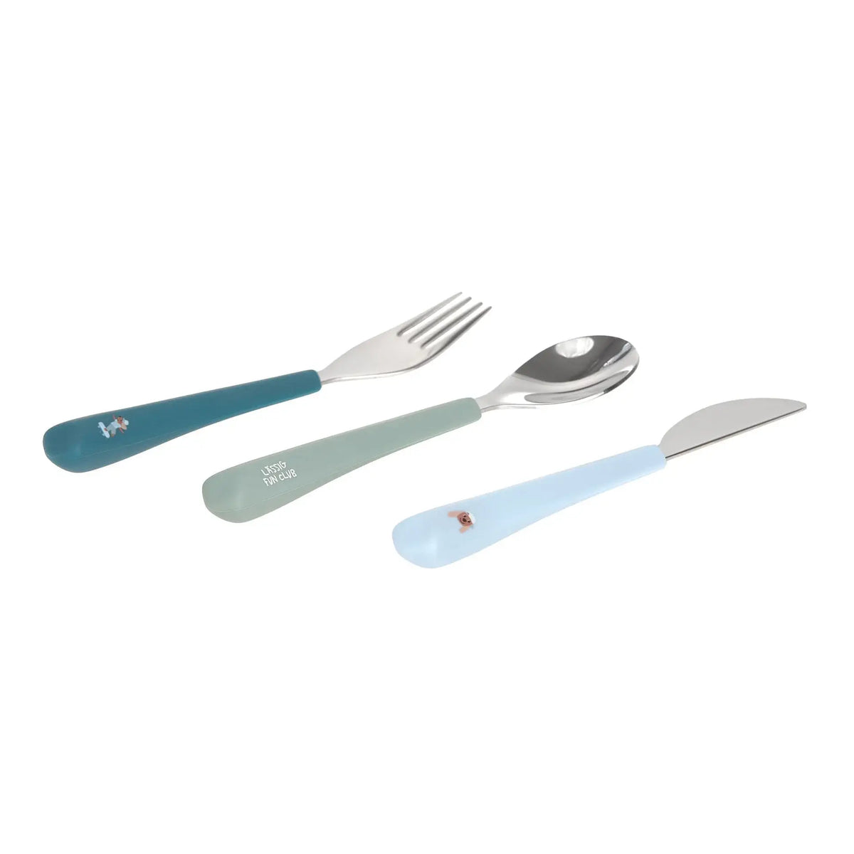 Lassig Cutlery With Silicone Handle (Tiny Team Dog) - Set of 3
