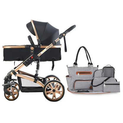 Teknum 3-in-1 Pram Stroller & Diaper Bag Bundle – Black