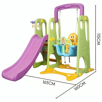 Little Angel Kids Slide And Swing 3 In 1 Activity Playset (160 x 115 x 160 cm, Green).