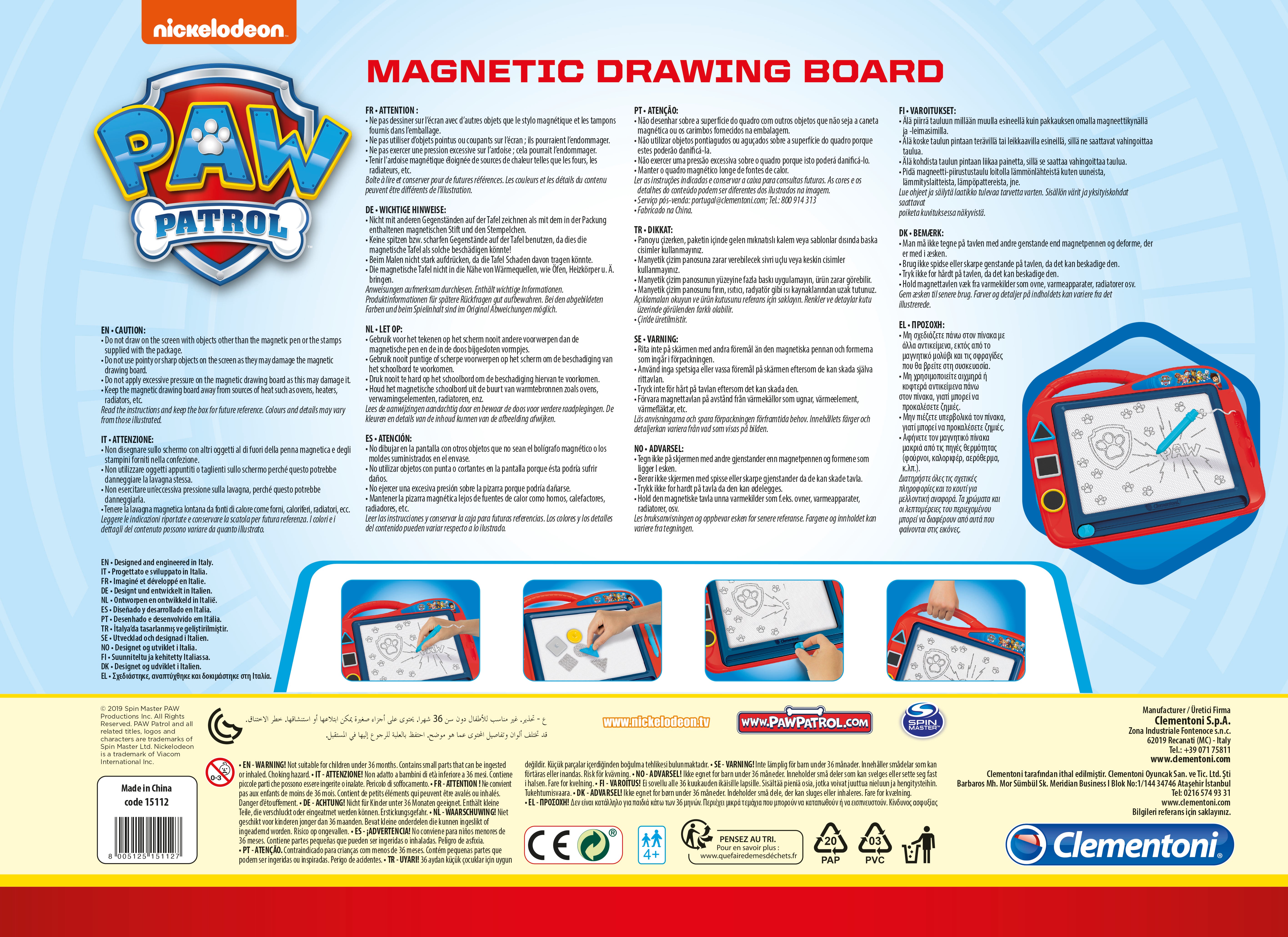 Clementoni Magnetic Drawing Board Pawpatrol