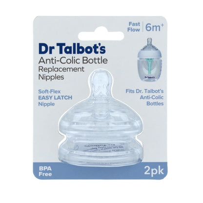 Dr. Talbot's Soft Flex Easy Latch Bottle Feeding Nipples (Fast Flow) - Pack of 2