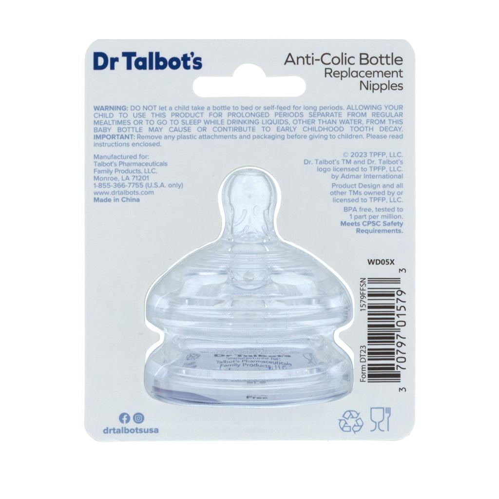 Dr. Talbot's Soft Flex Easy Latch Bottle Feeding Nipples (Fast Flow) - Pack of 2