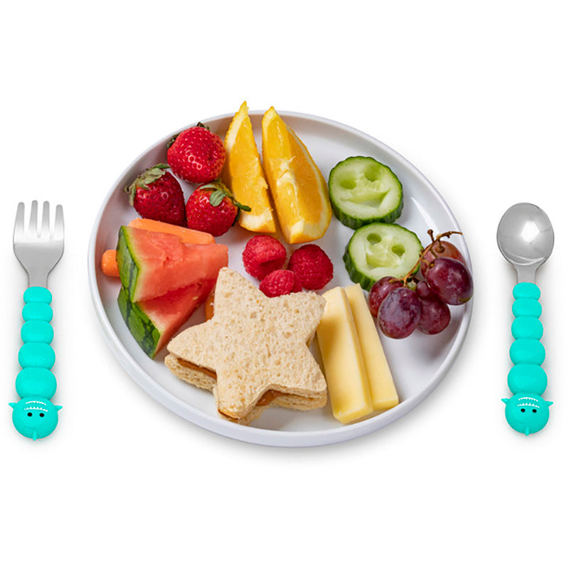 Melii Spoons & Forks Set Brown Bear & Turquoise Shark (4 Pcs)