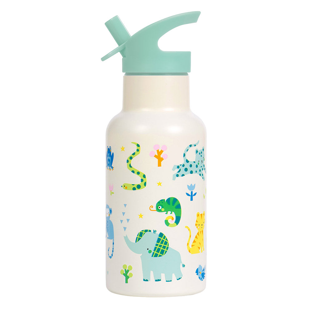 A Little Lovely Company Double Wall Insulated Water Bottle (350ml, Jungle)