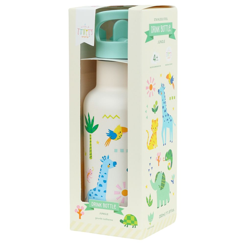 A Little Lovely Company Double Wall Insulated Water Bottle (350ml, Jungle)