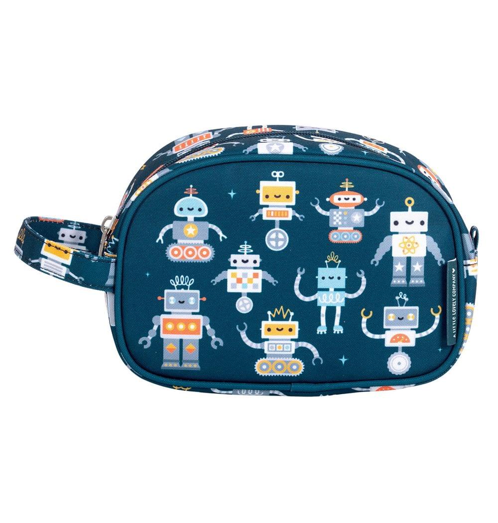 A Little Lovely Company Kids Toiletry Bag With Handle (Robots)