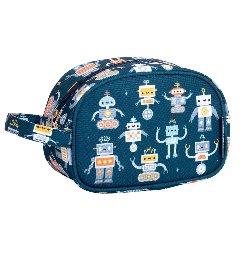 A Little Lovely Company Kids Toiletry Bag With Handle (Robots)