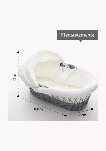 Teknum Infant Wicker Moses with White Waffle Beddings
