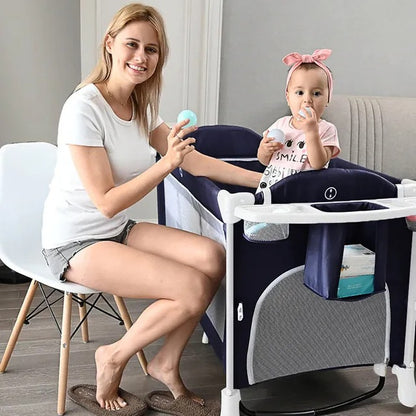 Teknum 4-in-1 Baby Co-Sleeper Bassinet & Playpen – Navy