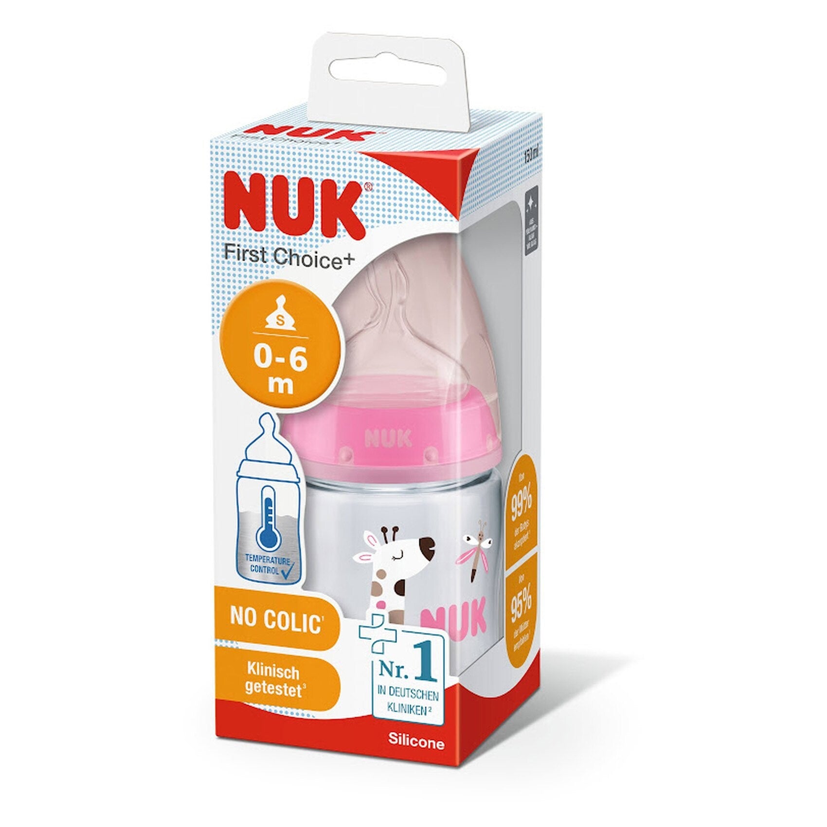 NUK First Choice+ Baby Bottle, 0-6 Months, 150ml