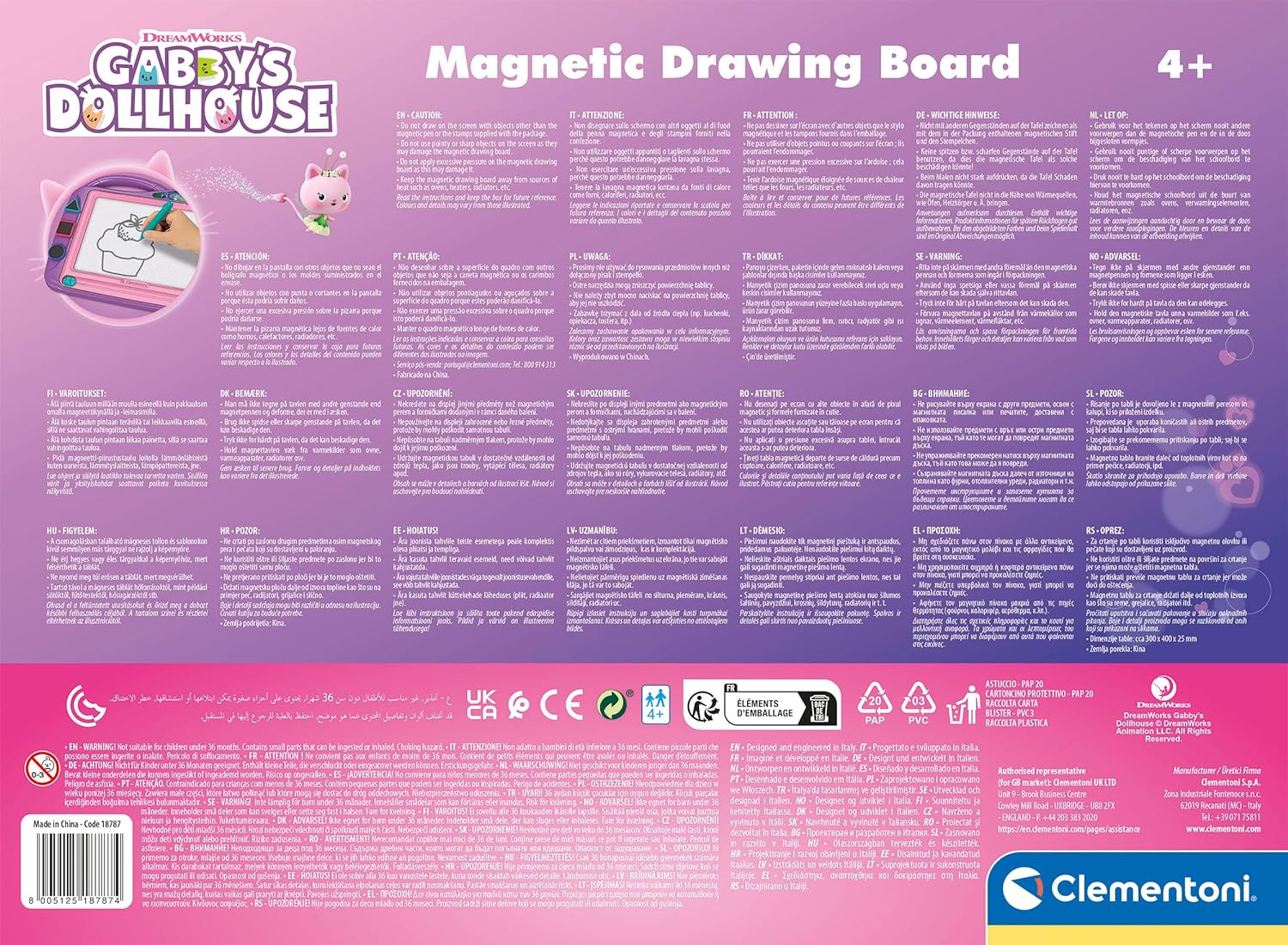 Clementoni Magnetic Drawing Board Gabby