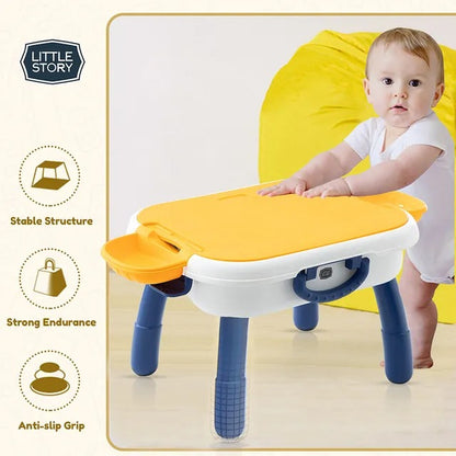 Little Story 4-in-1 Block Activity Table With Blocks – Blue