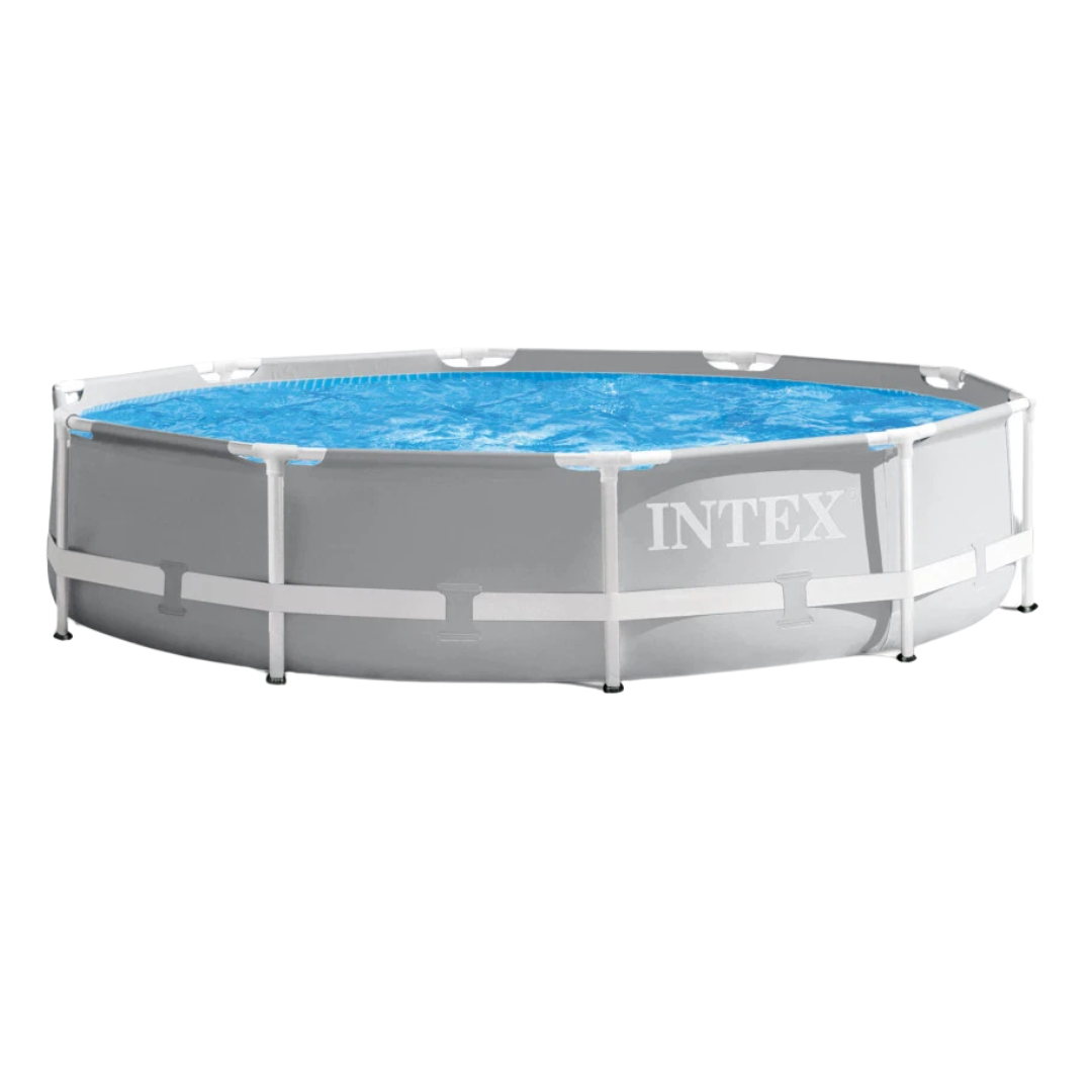 Intex Prism Frame Premium Above Ground Swimming Pool Set With Filter Pump, Cover &  Safety Ladder (5.49mx1.22m)