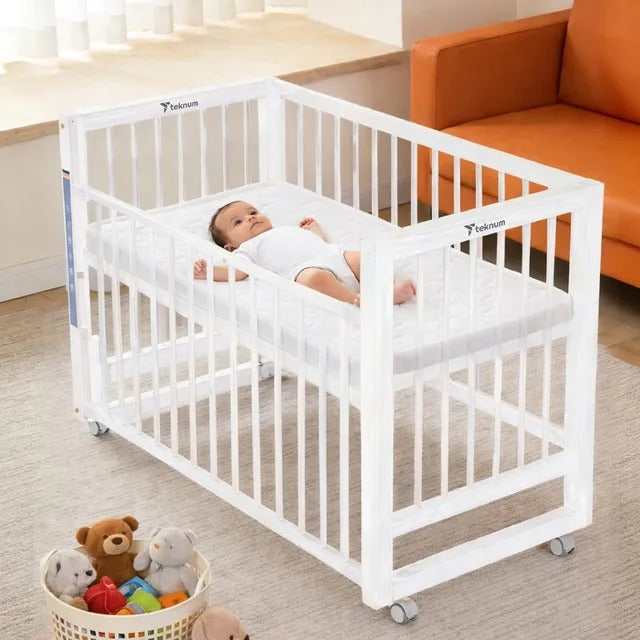 Teknum Prism 4-in-1 Convertible Crib with Mattress – White