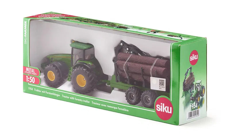 Siku Die Cast Tractor With Forestry Trailer