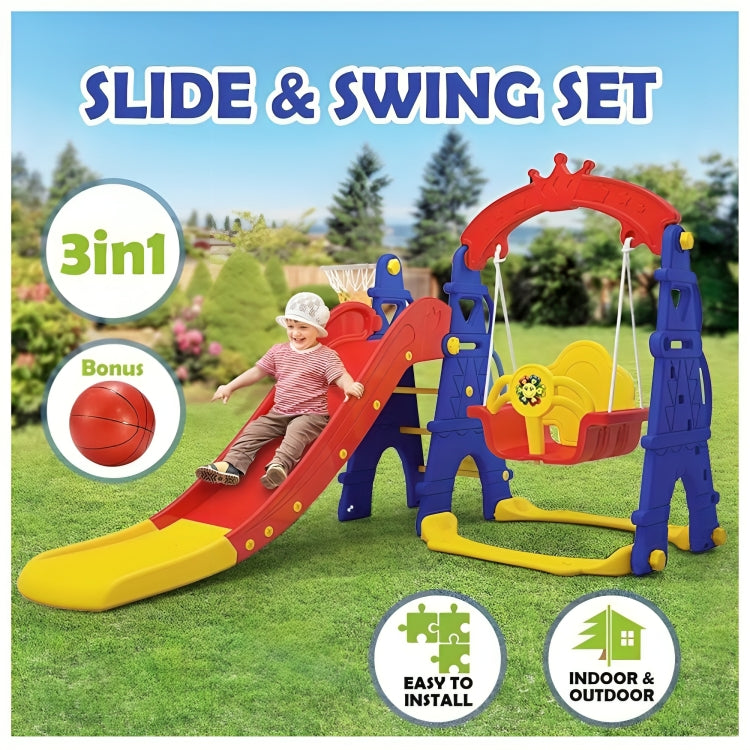 Little Angel Kids Slide & Swing 3 In 1 Activity Playset (160 x 115 x 160 cm, Colorful).