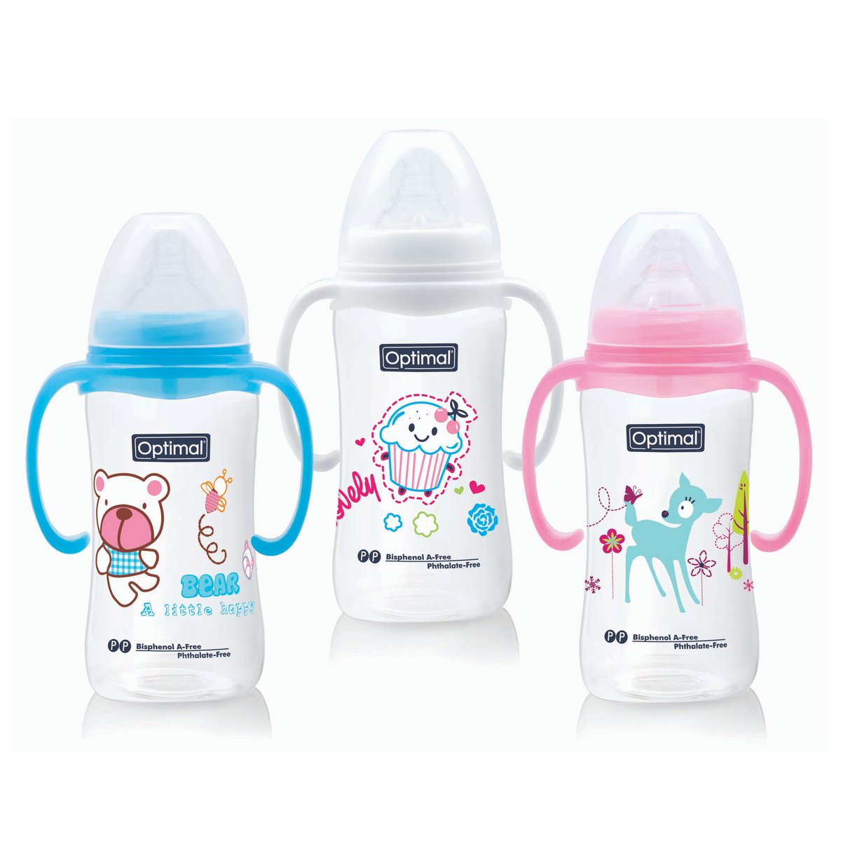 زجاجة رضاعة بعنق عريض مثالية مع مقبض (300ml)