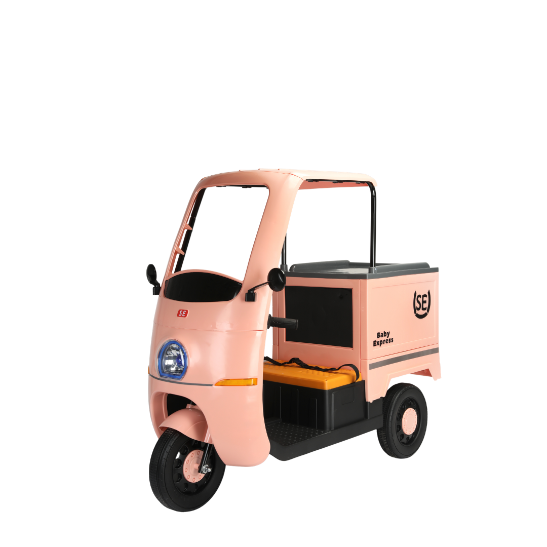 Orbic Kids Smart Ride On 3-wheeler Electric Van 12v Rechargeable Battery Powered Transport Vehicle With Music & Lights (Pink)