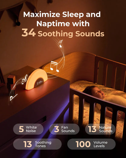 Momcozy DreamSync Tech  Smart Baby Sound Machine Rainbow Light & App Control
