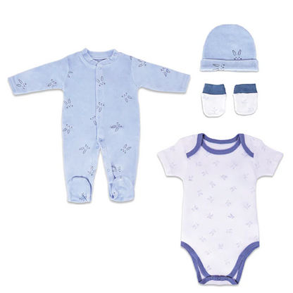 Nurtur 4-Piece Newborn Gift Set - Cotton Sleeper & Bodysuit