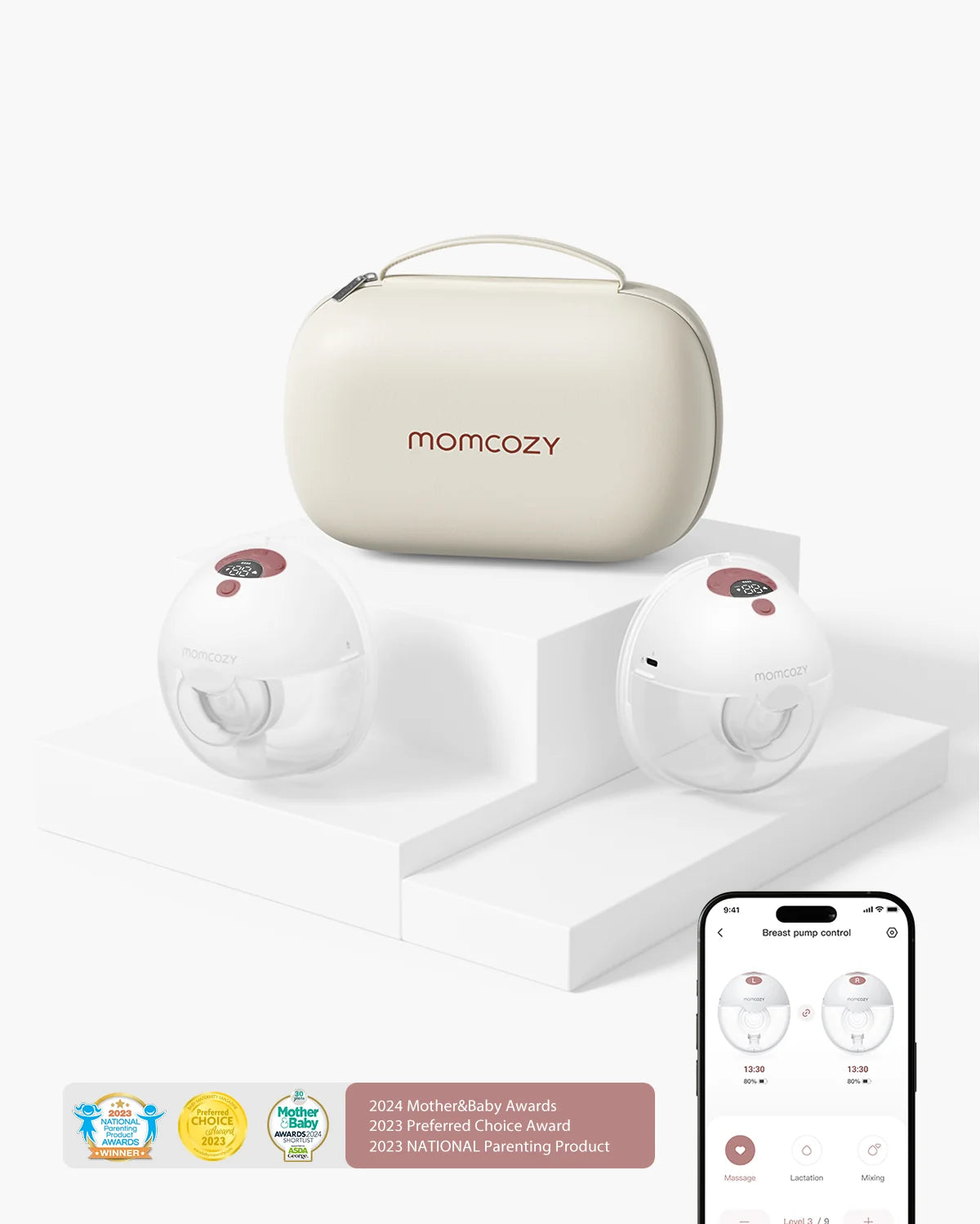 Momcozy M5 Smart Wearable Breast Pump – Upgraded with App Control (Grey)