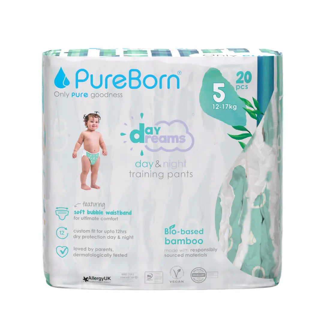 PureBorn Day Dreams Day & Night Training Pants - Size 5, 40 pcs