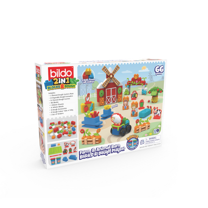 BILDO - School Play'n'Learn 2-In-1 Blocks & Dough Set - 53 Pieces