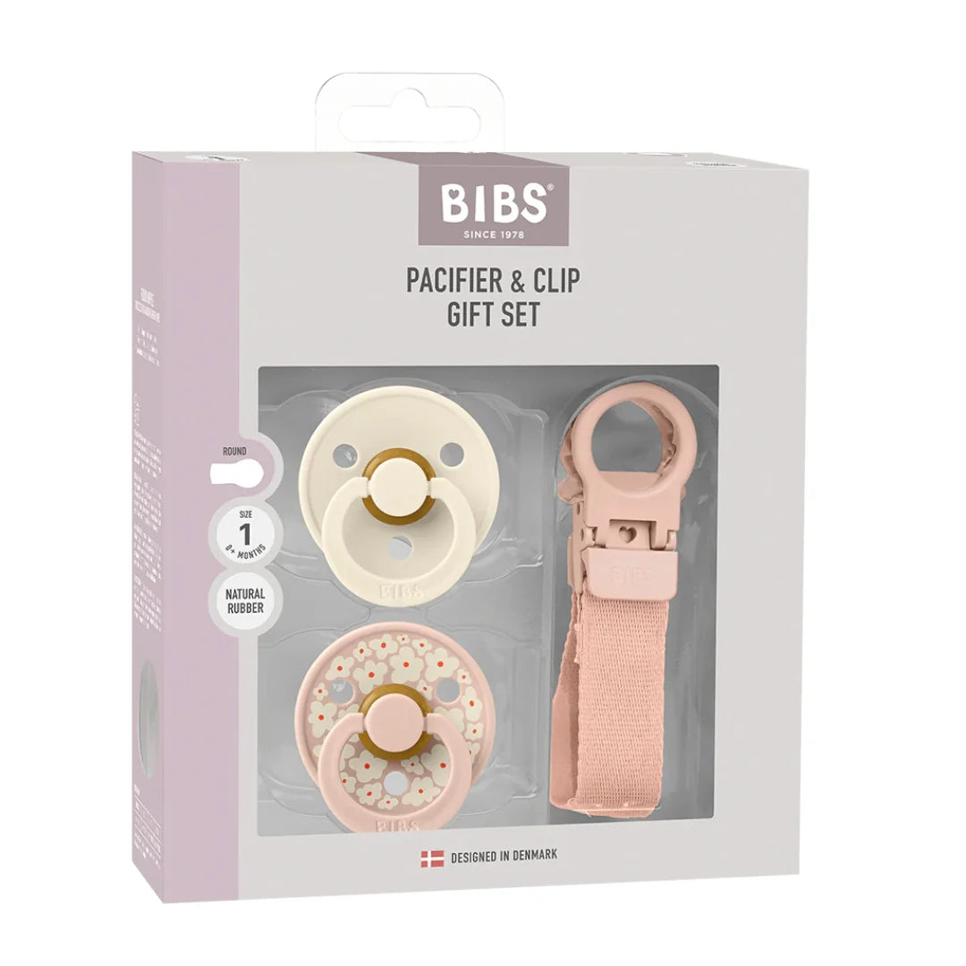 BIBS Colour Pacifier & Loop Clip Gift Set Latex (Size 1)