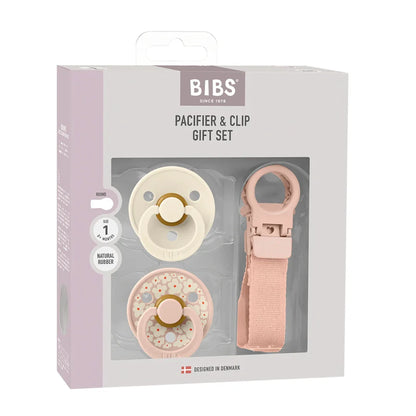 BIBS Colour Pacifier & Loop Clip Gift Set Latex (Size 1)