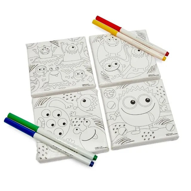 Crayola 4pk Mini Canvases - Monsters with 4 Crayola super tips