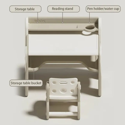 Little Story Multipurpose Study Table And Chair Set – Beige, 2pcs