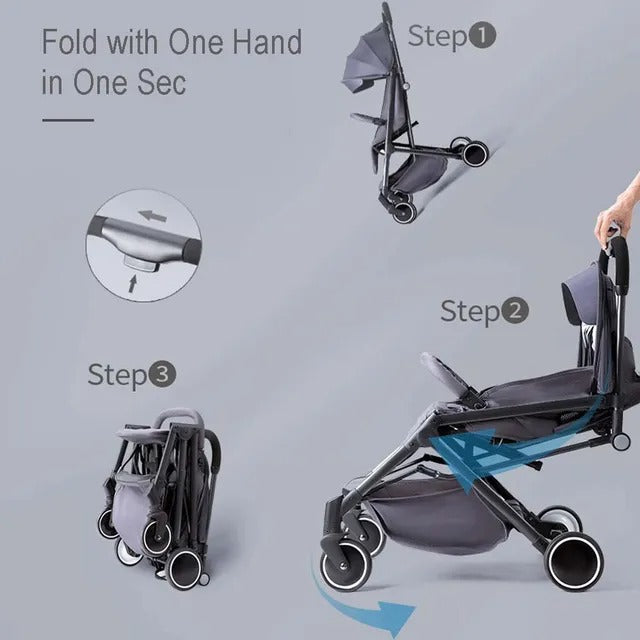 Teknum Travel Lite Stroller SLD with Sunveno Organizer – Dark Grey & Yellow