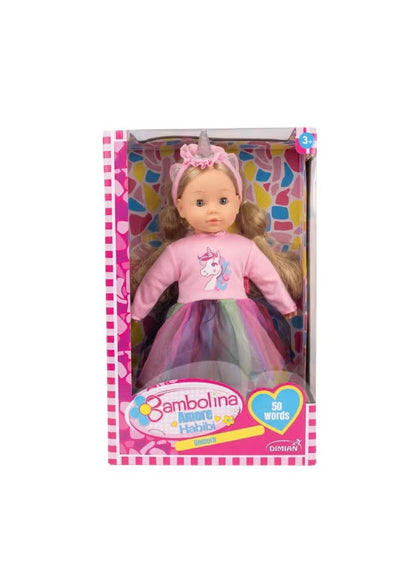 Bambolina Molly Unicorn Doll with Arabic 50 Words – 40cm