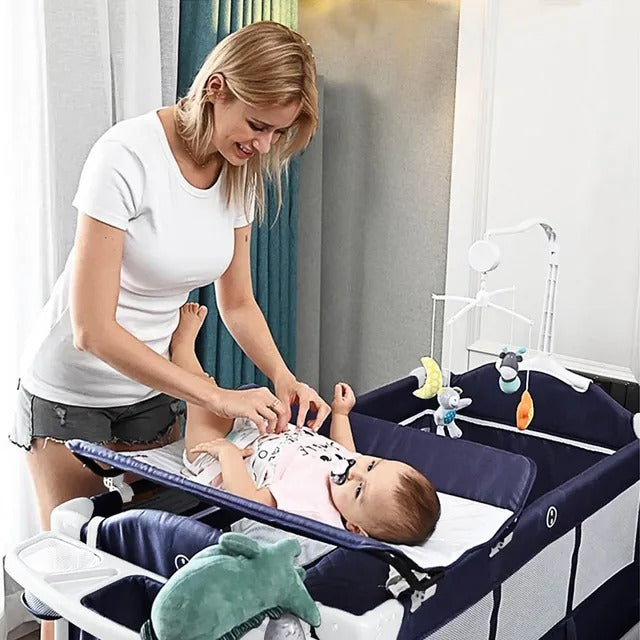 Teknum 4-in-1 Baby Co-Sleeper Bassinet & Playpen – Navy