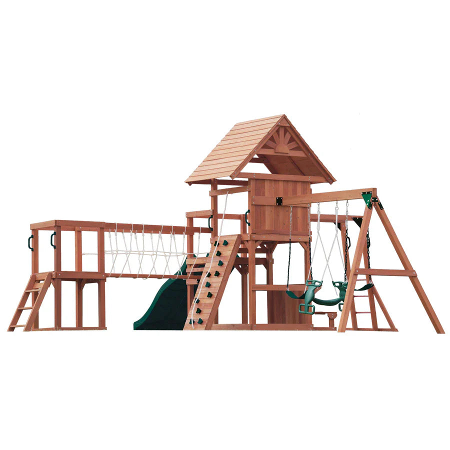 Mountpeak Double Decker Everest Swing Set & Playhouse With Wooden Roof