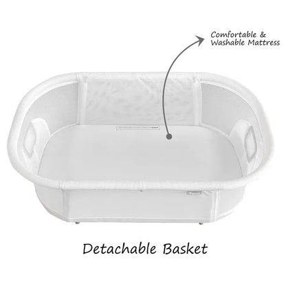 Teknum 3-in-1 Baby Cradle Bassinet With Mosquito Net – White.