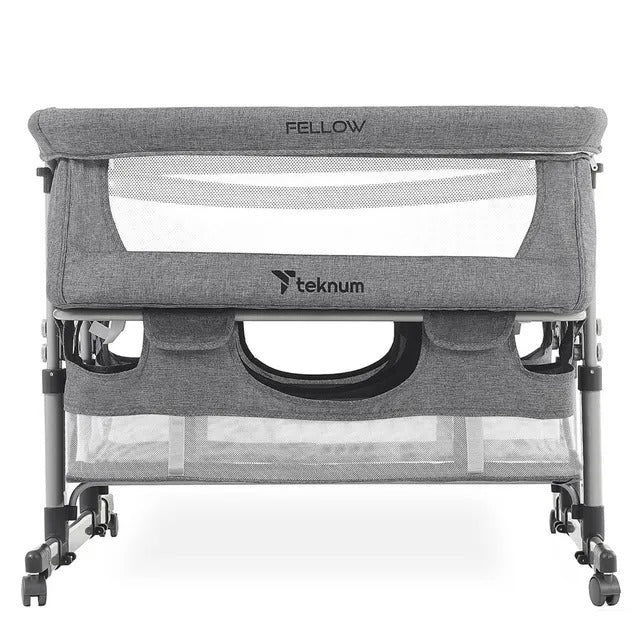 Teknum Twin Bedside Fellow Crib – Grey