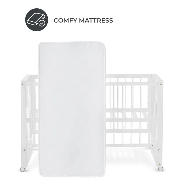 Teknum Prism 4-in-1 Convertible Crib with Mattress – White