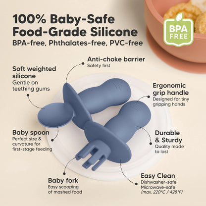 Keababies Lil’ Prep Baby Fork & Spoon (Mellow) - Set of 2